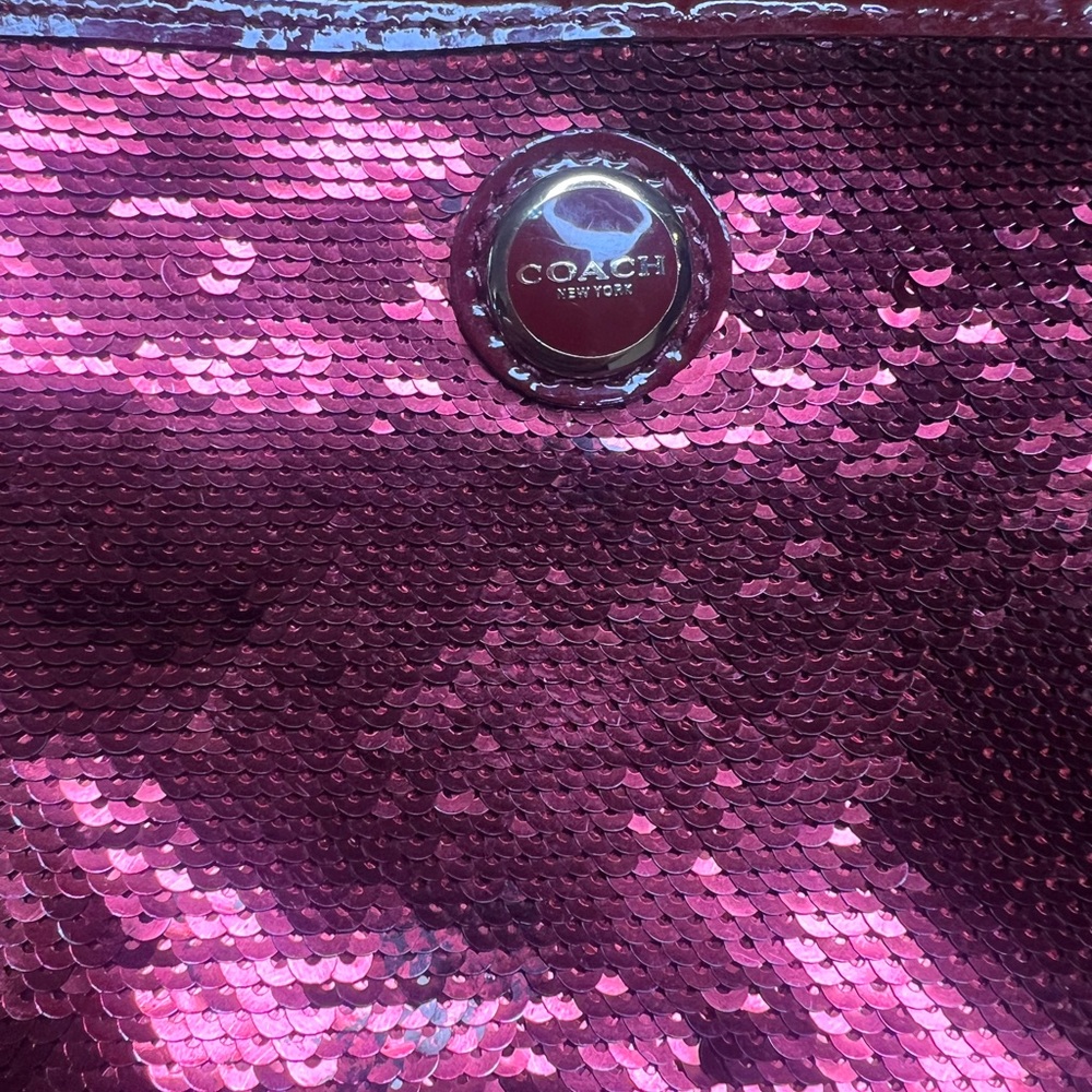 Coach Burgundy Sequin Clutch - Picture 2 of 4